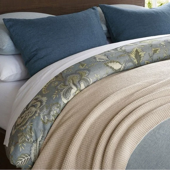 NWT Pottery Barn Azalea Palempore King/Cal King Duvet Cover in Floral Blue Green - Picture 6 of 11